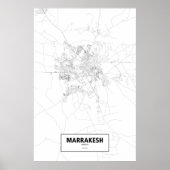 Poster Marrakech, Maroc (noir sur blanc) (Devant)