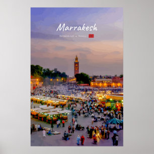 Poster Marrakech, Maroc - Place Jemaa el Fnaa