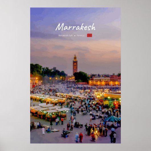 Poster Marrakech, Maroc - Place Jemaa el Fnaa (Devant)