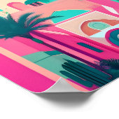 Poster Marrakech Maroc Vecteur plat Art Turquoise (Coin)