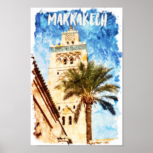 Poster Marrakech Maroc Vintage voyage (Devant)