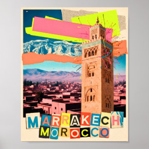 Poster Marrakech Maroc Voyage Koutoubia Horizon Vintage