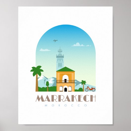 Poster Marrakech ville Maroc Skyline (Devant)