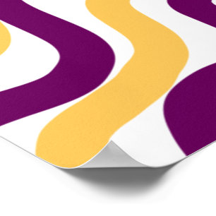 Poster Marron jaune lignes courbes rouge ondulé design mo