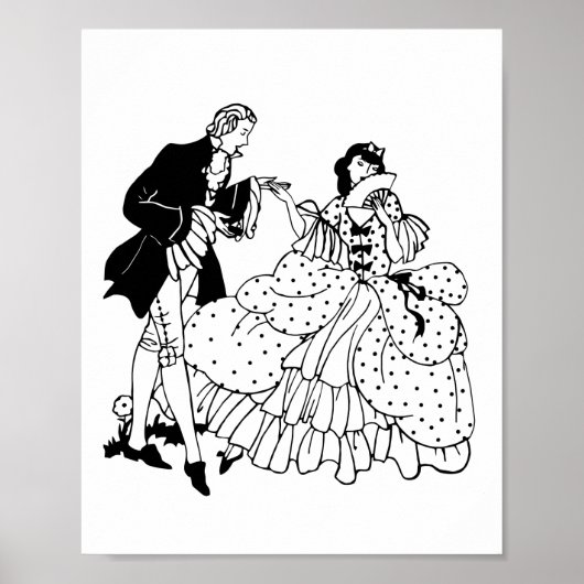 Poster Marry Me Victorian Couple Silhouette Art (Devant)