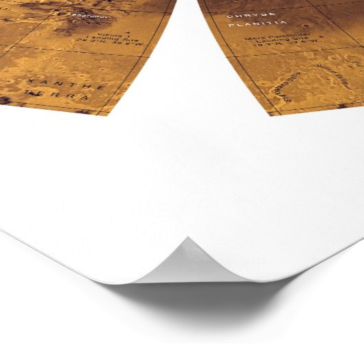Poster Mars - Carte hémisphérique (Coin)