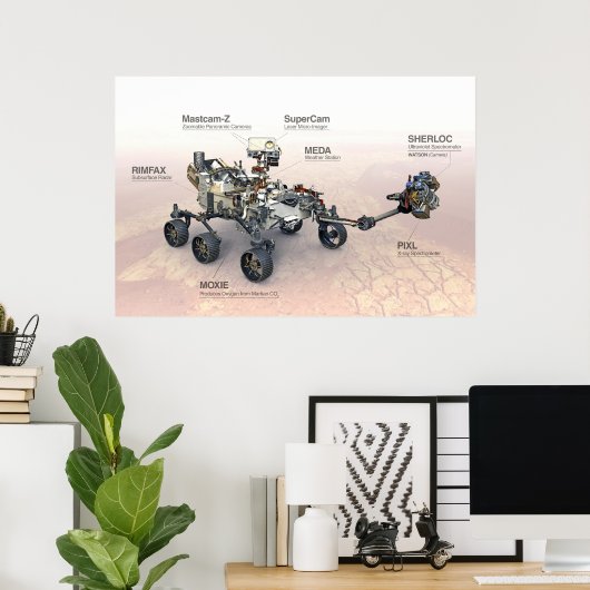 Poster Mars La Persévérance Rover Avec Instruments (Bureau à domicile)