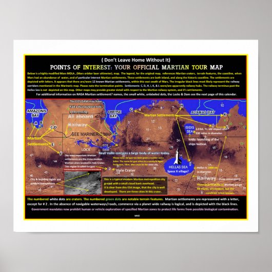 Poster Mars Points d'intérêt (Devant)