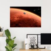 Poster Mars Science Laboratory approchant Mars. (Bureau à domicile)