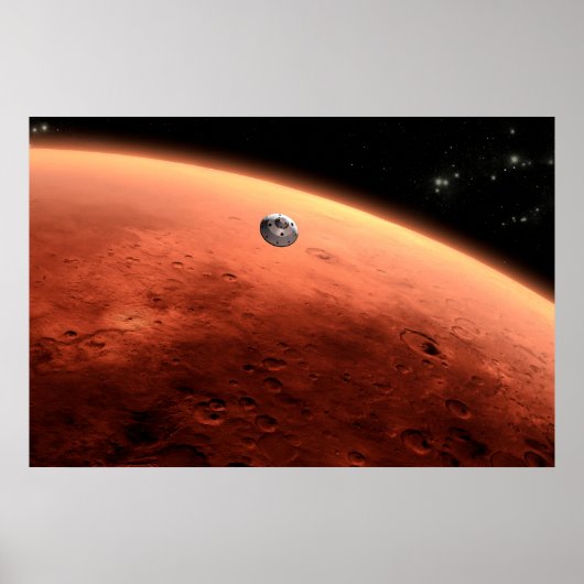 Poster Mars Science Laboratory approchant Mars. (Devant)