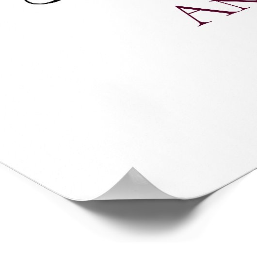 Poster Marsala Boho Floral Pas de plan de siège Mariage S (Coin)