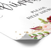 Poster Marsala bordeaux rustique panneau de boissons doré (Coin)