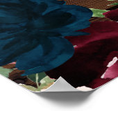 Poster Marsala & Fleurs de marine Mariage en bois rustiqu (Coin)