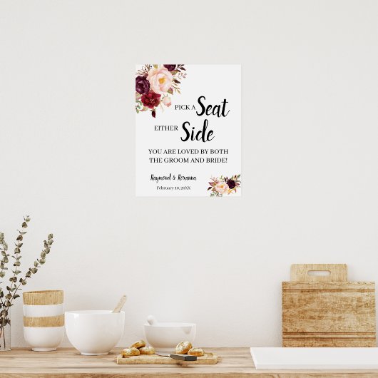Poster MarsalaFlower Choisissez un siège signe Mariage la (Cuisine)