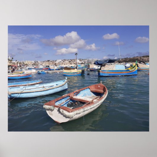 Poster Marsaxlokk Bateaux de pêche Malte (Devant)