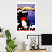 Poster Marseille, France Vintage voyage (Bureau à domicile)