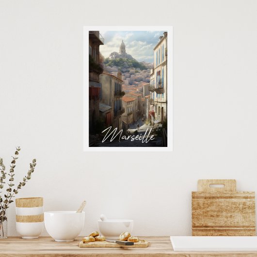 Poster Marseille - illustration (Cuisine)