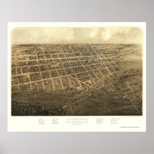 Poster Marshall, MI Carte panoramique - 1868