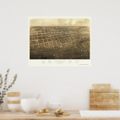 Poster Marshall, MI Carte panoramique - 1868 (Cuisine)