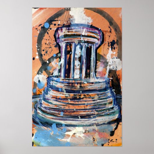 Poster Marshall Michigan Fountain Abstrait Art (Devant)