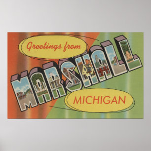 Poster Marshall, Michigan - Scènes de grandes lettres