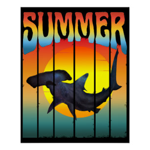 POSTER MARTEAU DE REQUIN D'ÉTÉ COUCHER DE SOLEIL