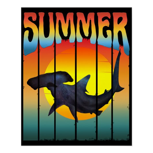 POSTER MARTEAU DE REQUIN D'ÉTÉ COUCHER DE SOLEIL (Devant)