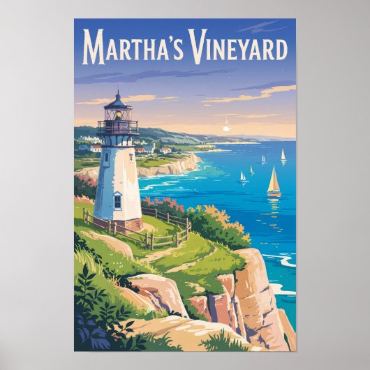 Poster Martha's Vineyard Massachusetts Phare Voyage (Devant)
