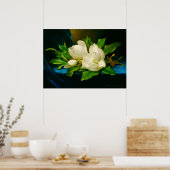 Poster Martin Johnson Heade - Magnolias sur Gold Velvet (Cuisine)