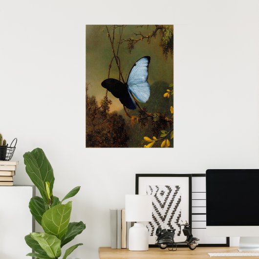 Poster Martin Johnson Heade - Papillon Morpho Bleu (Bureau à domicile)