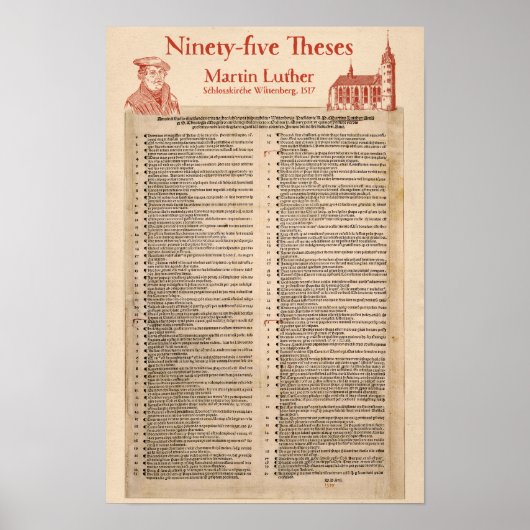 Poster Martin Luther 95 Theses (latin original) (Devant)