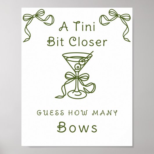 Poster Martini Baby Shower - Combien de rubans (Devant)