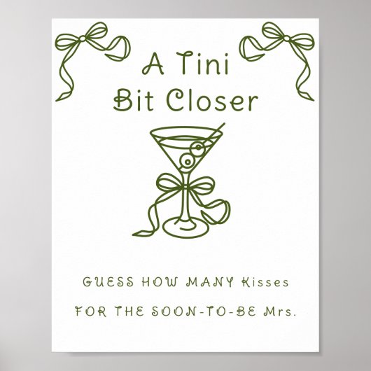 Poster Martini Bow Douche nuptiale Combien de baisers (Devant)