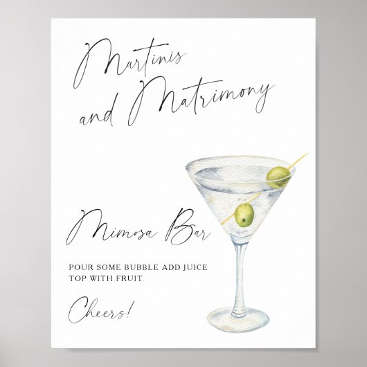 Poster Martini Bride douche Mimosa bar (Devant)