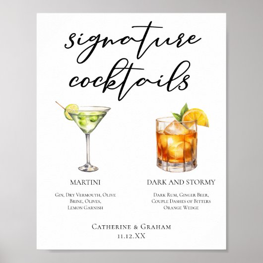 Poster Martini Dark & Stormy Signature Cocktails Menu (Devant)