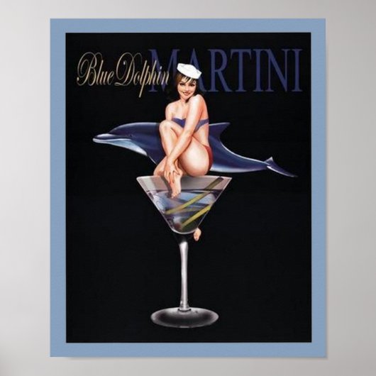 Poster Martini dauphin bleu (Devant)