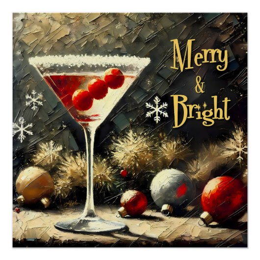 Poster Martini de Noël Triple Cranberry Rétro 50 (Devant)