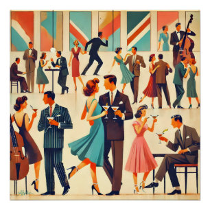 Poster Martini de style moderne du milieu du siècle au cl