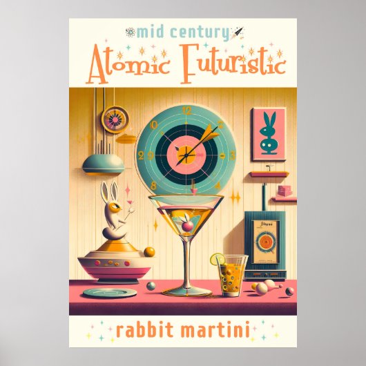 Poster Martini lapin atomique Futuriste du milieu du sièc (Devant)