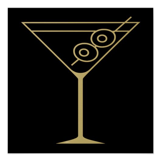 Poster Martini olive Gold Mid Century Modern 2 (Devant)