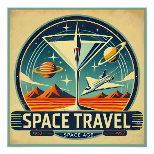 Poster Martini Space Travel 1957 New Worlds Logo (Devant)