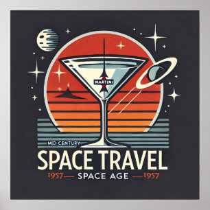 Poster Martini Space Travel 1957 Space Age Logo