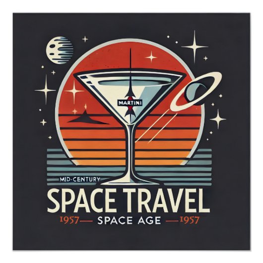 Poster Martini Space Travel 1957 Space Age Logo (Devant)