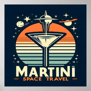 Poster Martini Space Travel Lift Off Logo