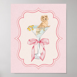 Poster Martini Weenie Coquette Dachshund Aquarelle