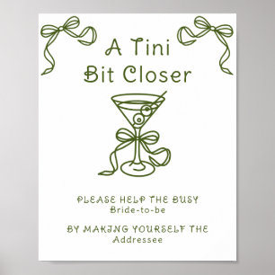 Poster Martinis & Bow Aidez la mariée occupée Adresse