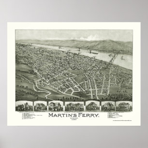Poster Martin's Ferry, OH Carte panoramique - 1899