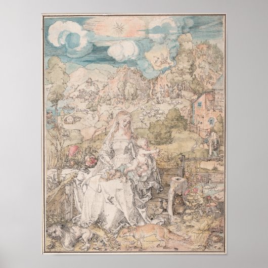 Poster Mary Among a Multitude of Animaux par Durer (Devant)