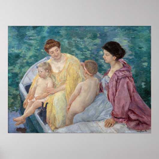 Poster Mary Cassatt - Deux mères et enfants dans un batea (Devant)