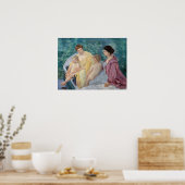 Poster Mary Cassatt - Deux mères et enfants dans un batea (Cuisine)